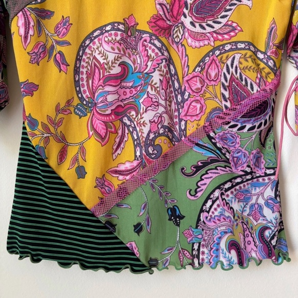 ANAC by Kimi Paisley Mesh Top Large Floral Tie Sleeve - Picture 5 of 10